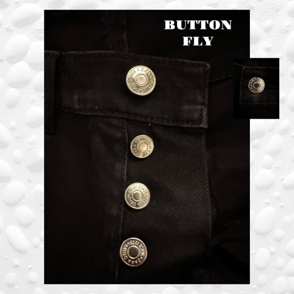 ZARA STRETCH BLACK SKINNY JEANS - BUTTON FRONT - 30" - Picture 7 of 7